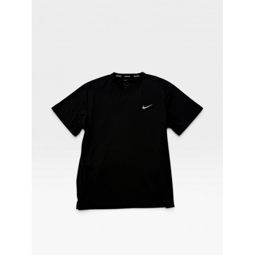 Nike Dri-FIT Running T-Shirt Black with Silver Swoosh
